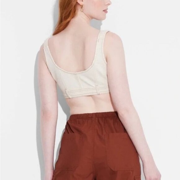 NWT! WILD FABLE Ivory Cream Denim Jeans Cropped Tank Top Vest - Picture 2 of 9